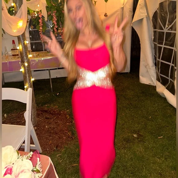 Elegant Pink Dress with rhinestone Accents - Picture 6 of 11